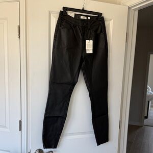 Black Women's Coated High Rise Ankle Skinny Jeans - A Loves A